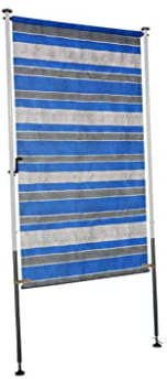 Angerer Freizeitmöbel GmbH Balkonsichtschutz Standard - Senkrechtmarkise für Sicht- und Sonnenschutz - Montage ohne Bohren und Dübeln - ideale Balkonmarkise für Mietwohnungen (Blau-Weiß-Grau, 120 cm)