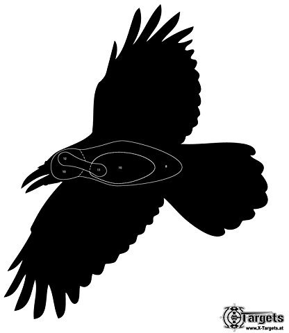X-Targets Lebensgroße Zielscheiben Krähe / 50x55 cm/Papier 120g/m² (100 Stück)