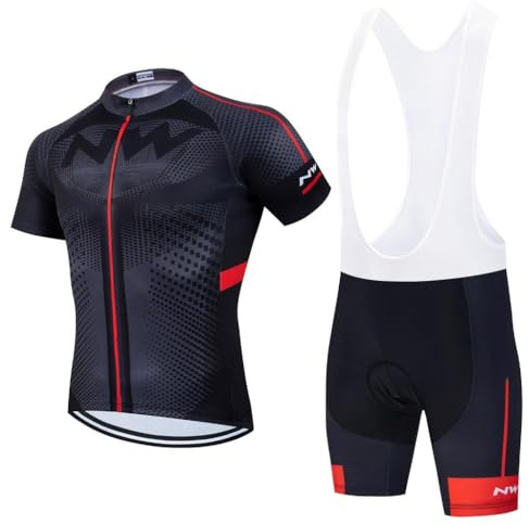 Tuta da Bicicletta MTB Estiva da Uomo Traspirante Asciugatura Veloce Manica Corta e Pantaloncini Imbottiti Maglia da Ciclismo con Motivo Leone