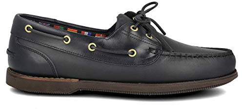 PAYMA - Chaussures Bateau Mocassin de Sport en Cuir pour Hommes. Grandes Tailles. Cuir huilé. Semelle en Caoutchouc. avec ou sans Lacets. Marron, Bleu Marine et Noir
