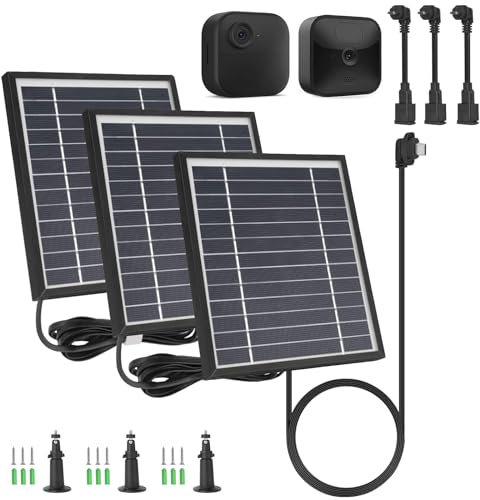 iTODOS 3 Pack Solar Panel Compatible with Blink Outdoor 4 (4th Gen)/ (3rd Gen) XT3 and Blink XT/XT2 Camera,11.8Ft Outdoor Power Cable and Adjustable Mount