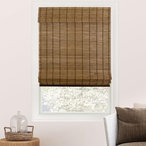 CHICOLOGY Bamboo Roman Shades - Designer Eco-Friendly Light Filtering Window Blinds, Ideal for Home & Patio, Premium Quality, Elk Brown, 47 W X 64 H