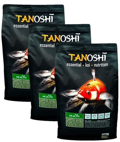 Tanoshi Koifutter - Health Plus 15 kg 4,5mm | Schwimmendes Gesundheits-Koifutter für maximale Verdaulichkeit und wenig Verdauungsstress, mit Kräuterölen und Aktivton…