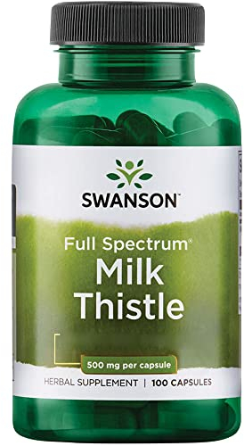 Swanson, Full Spectrum Milk Thistle, 100 glutenfreie Kapseln, 500mg Mariendistel je Dosis, Sojafrei, GMO frei, Geschmacksneutral
