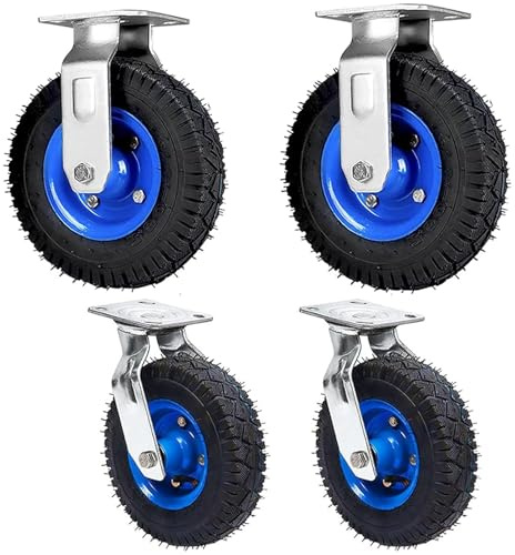 WORDFUN Trolley Industrial Transport Casters, Replacement Foot Wheel, 2 Swivel Caster and 2 Fixed Caster, Heavy Duty Furniture Castors, 6-inch 8-inch 10-inch