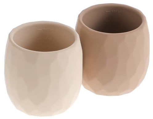 Trinklernbecher aus Silikon für 6-12 Monate Kleinkinder, winzige offene Becher, Kleine Trainings Trinkflasche für Babys und Kleinkinder, mit Kapazitätsmarkierungen, Set mit 2 (Shifting Sand+Natural)