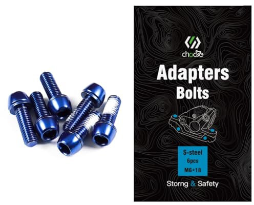 CNCLOL MTB Brake Caliper bolts,Bike Brake Caliper bolts M6x18mm Steel alloy,Blue