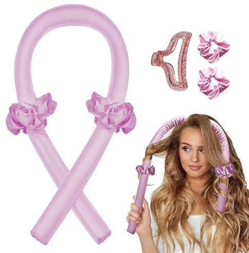 Rizos Sin Calor, Heatless Hair Curlers, Rizos Para el Cabello Durante la Noche, Rulos Pelo Grandes, Rizador Pelo Ondas, Para Mayoría Calidad del Cabello (Rosa)
