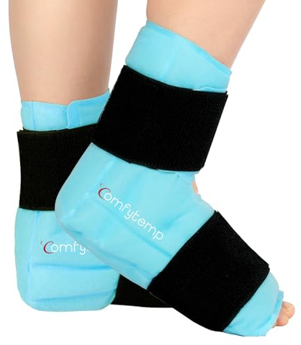 Comfytemp Large Foot Ice Pack Wrap (2 Packs), Full Coverage Hot & Cold Pack for Swollen Feet & Ankle Treatment, Reusable Gel Pack for Sport Injuries, Heel Spur, Achilles Tendonitis, Plantar Fasciitis