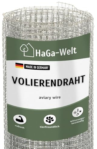 HaGa Alambre para pajareras, 1 m de ancho, 25 m de longitud, malla de 6 x 6 mm, malla galvanizada para aviarios, gallineros y recintos para animales pequeños, alambre inoxidable para pajareras