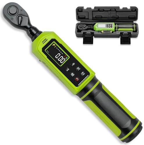 SHINTOUR Digital Torque Wrench,0.9-60N.m/0.66-44.25 Ft.Lb,3/8 Drive Electronic Inch Pound Torque Wrench with Vibration Buzzer LED Indicator,5 Units ±2% Accuracy for Bike Motorcycle Car Auto Repair