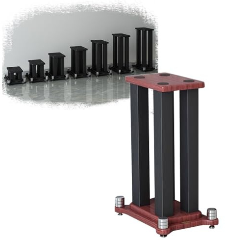 Soportes de Suelo para Altavoces estéreo Bluetooth de 31 de Altura, Soporte para Medios AV, Altavoz satélite de estantería Resistente para Sonido Envolvente (Teca, 30 x 35 x 70 cm)