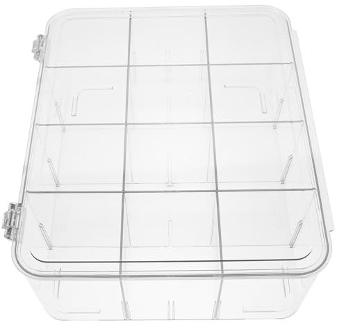 FUNOMOCYA Boîte de Rangement Transparente pour Cartes à Jouer avec 12 Compartiments Amovibles Porte-Cartes de Visite en Plastique Robuste Support Bureau Multifonction pour Organisation et