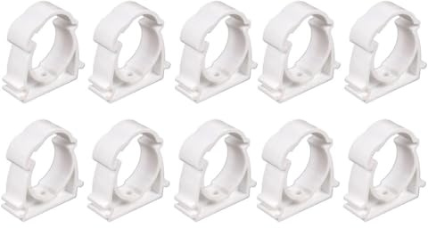 MoSundi Lot de 10 colliers de serrage en PVC de 25 mm de diamètre intérieur, pour 34 mm (L) x 14 mm (l) x 39 mm (H), blancs, raccords à emboîter pour une fixation sécurisée des tuyaux dans un usage