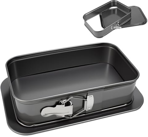 VGECEE Stampo Apribile Rettangolare 28x40 CM, Tortiera Rimovibile Teglia a Forma Quadrata Acciaio con Rivestimento Antiaderente Tortiera Apribile Stampo Rettangolare per La Cottura di Torte e Dolci