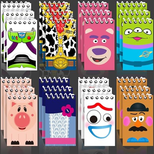 Toy Inspired Story Birthday Party Supplies, 24Pcs Mini Notepads for Toy Inspired Story Birthday Party Gifts, Goodie Bag Stuffers, Classroom Rewards, 8 Types