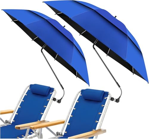 2PCS Paraguas de silla con abrazadera ajustable,UPF 50+ con abrazadera ajustable para exteriores, protección UV, para sillas de playa, cochecitos, sillas de ruedas, sillas de patio y carritos de golf