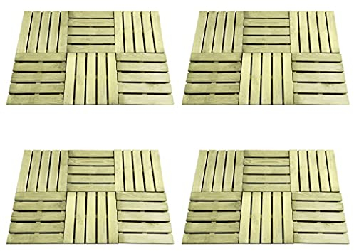 vidaXL 24x Legno di Pino Impregnato Verde Piastrelle per Decking a Incastro Listoni Pavimentazione Pannelli Pavimento Esterni 50x50 cm