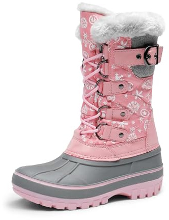 DREAM PAIRS Snöstövlar för pojkar, flickor, vattentåliga, utomhus, varm, mysig, halkskydd, mitten av vaden fuskpälsfoder, isolerade vinterskor för små/stora barn