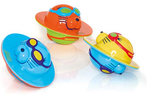 Zoggs Seal Flips Kids Swimming Pool Toys, Brightly-Coloured, Floating Pool Accessories for Children Aged 3 Months - 6 Years, Cute Water Toys, 3-Pack