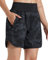 Libin Sporthose Damen Kurz 7'' Sport Shorts Laufhosen Atmungsaktiv mit Liner Sommer Hohe Taille Laufshort Running Jogging Kurze Hose,Camo Schwarz XS