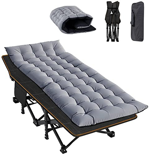 ABORON Vikbar campingbarnsäng med matta för vuxna, slitstark utomhussäng med bärväska, 1 200 D-lager Oxford reseläger barnsängar