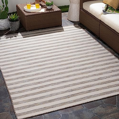 Livabliss Alfombra Exterior Terraza Geométrica Valencia - Alfombras de Exterior/Interior - Alfombra Boho Resistente a los Rayos UV y a Las Manchas - Alfombras Grande 160x220cm, Beige y Crema