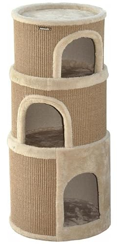 nanook Kratztonne, Höhe 89 cm, 3-teilig, Spieltonne für Katzen, 3 Ebenen, Kratzbaum, Kratzturm aus Sisal, braun/beige
