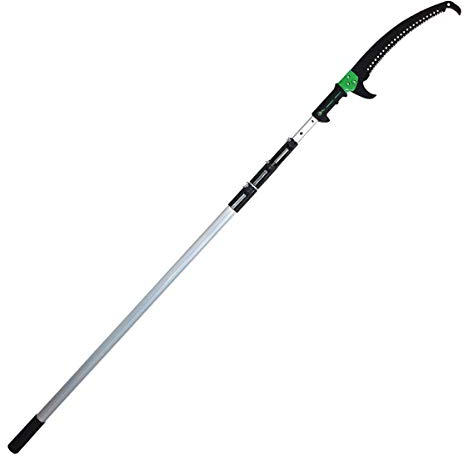 Teleskop-Profi-Astsäge mit gebogener Baumsäge inkl. Aluminium-Teleskopstange in verstärkter Ausführung bis max. 18 Fuß Arbeitshöhe, ideal als Stabsäge, Zugsäge und Teleskopsäge, 5,5 m