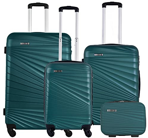 Juego de Maletas rígidas 4 pzs. Maleta Cabina 56 cm, Maleta Mediana 66 cm, Maleta Grande 76 cm y Neceser 23 cm Verde