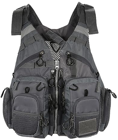 Multifunctional Kayak Life Jackets for Adults - Fishing, Multi Pocket Portable Detachable Clothing with Floating Material Breathable Life-Saving Rock Fishing (Grey)
