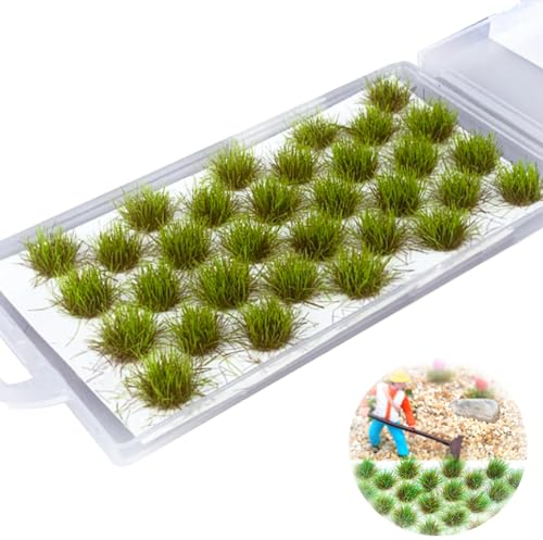 RXKFIGX 32PCS Touffes d'herbe Modèle de Plantes Modèle Mini Touffe Terrain Kit d'herbe Statique en Résine Modèle de Scène Statique pour Bricolage Train Train Paysage Artificiel Herbe Miniature