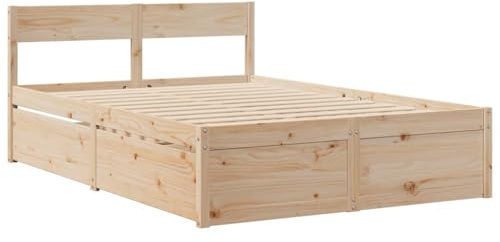 vidaXL Sängram med lådor 120x190 cm massiv furu, sovrumsmöbler, sängbotten, träsäng, säng, dubbelsäng, förvaringssäng, säng med lådor