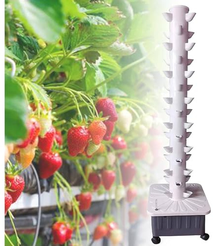 GLFNB GFF Aquaponics, kit de Culture aéroponique de Tour de Jardin pour Herbes, Fruits et légumes avec Pompe à humidité, Adaptateur, Pot en Maille, Tour hydroponique à 15 Niveaux et 45 Trous