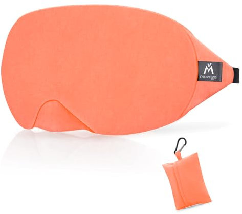 Mavogel Cotton Sleep Mask - 100% Handmade, Light Blocking Sleep Eye Mask with Updated Bending Nose Design, Soft Sleeping Mask for Women Men, for Sleep/Office/Naps, with Travel Pouch (Sunrise Orange)