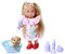 Evi Love Dog Bath, Spielpuppe mit Hund, der Schmutz an seinen Pfoten hat, inkl. Badewanne und Handtuch, 8 Teile, Zubehör, 12cm, ab 3 Jahren