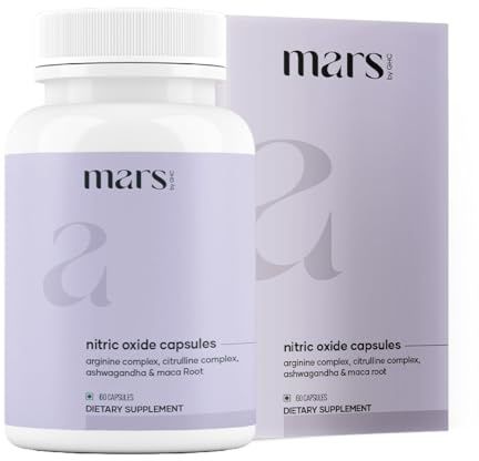 Mars Nitric Oxide Capsules – with L-Arginine, L-Citrulline & Adaptogenic Blend | Supports Energy, Circulation & Muscle Recovery | 60 Capsules | Pack of 1