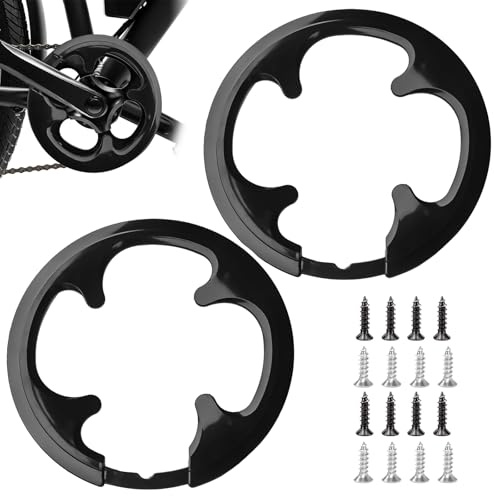 Pluvyze 2PCS Kettenschutz Fahrrad,Kettenblattschutz,Kettenschutzring,Chain Guard, Universell 4 Löcher,Passend für 42-44 Zähne Mountainbike,Fahrrad,mit 16 Schrauben