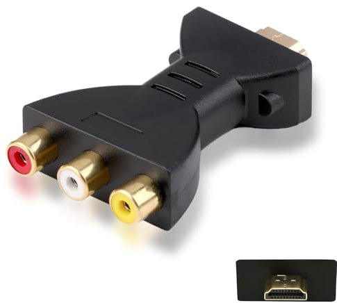 KRENIE HDMI to RCA Converter One-Way Conversion - 1080P Downscaled to 480i/576i | Includes USB Power Cable | For Connecting Compatible PCs - Cameras to Old TVs/DVD/VCR/Projectors