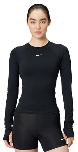 Nike Women's Victory Baselayer Long Sleeve, Black/White, Small