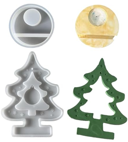 Molde Para Portavelas De Resina | Molde Para Portavelas De Árbol De Navidad | 2 Piezas De Fundición Artesanía Para Decoración Del Hogar Centro De Mesa Boda Fiesta
