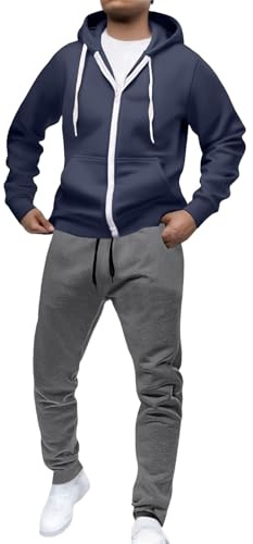 Generico Conjunto Deportivo para Hombre, Fitness, Transpirable, Sudaderas con Capucha y Pantalones Largos, Cómodo, Jogging, Conjunto Deportivo, Ropa de Calle, con Bolsillos, Conjunto Tracksuit, Ligero