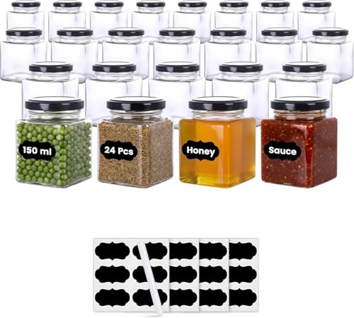 Amajoy 24 barattoli da 150 ml con chiusura a chiave, per marmellate, miele, contenitori in vetro