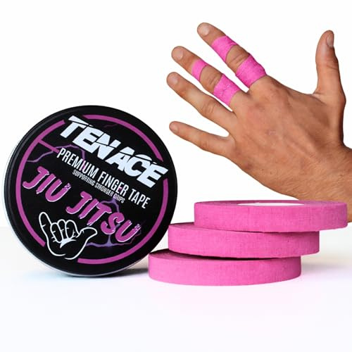Tenace BJJ Jiu Jitsu fingerband för träning MMA och Grappling - fingerskydd och stöd (3, rosa, 1 cm x 10 m)