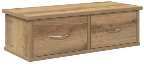 hliofuir Mobile sospeso in rovere Artisan, mobile TV da parete con 2 cassetti, mobile TV sospeso in legno, mensola da parete per media e decorazione, 60 x 26 x 18,5 cm