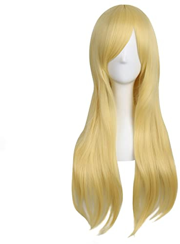 MapofBeauty 28 Zoll/70 cm Lange Pony Haare Animation Kostüm Perücke Seite (Gold)