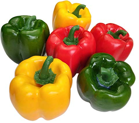 Lorigun Künstliche Paprika Gefälschte Gemüse Bunte Paprika Für Dekoration, Dekoratives Gemüse, Rot Grün Gelb Paprika 6 Stücke (Jede Farbe 2 Stücke)
