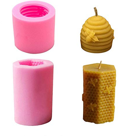 3D-Bienenstock-Silikonform, für selbstgemachte Bienenwachs-Kerzen, Seife, Handlotion, Kreide, Wachs, Schmelzstäbe, Kerzenherstellung, 2 Stück
