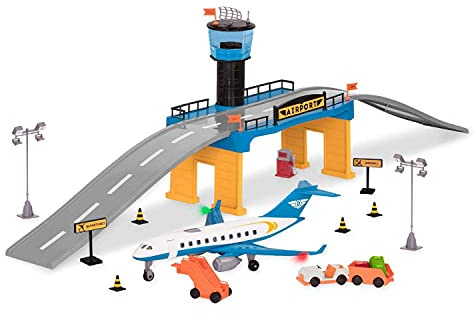 DRIVEN by Battat - Playset aeroporto (32 pezzi) - Playset giocattolo aeroporto - Mini gioco di fantasia - Set da 32 pezzi - Aereo giocattolo e accessori - 3 anni +