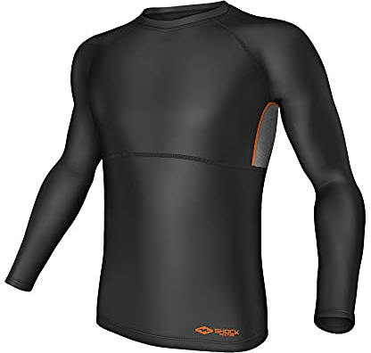 Shock Doctor Herren Sd30140 Core Comp Hockey Shirt Ls, Herren, Hockeytrikot, Sd30140 Boy's Core Comp Hockey Shirt Ls, Schwarz / Orange, Large